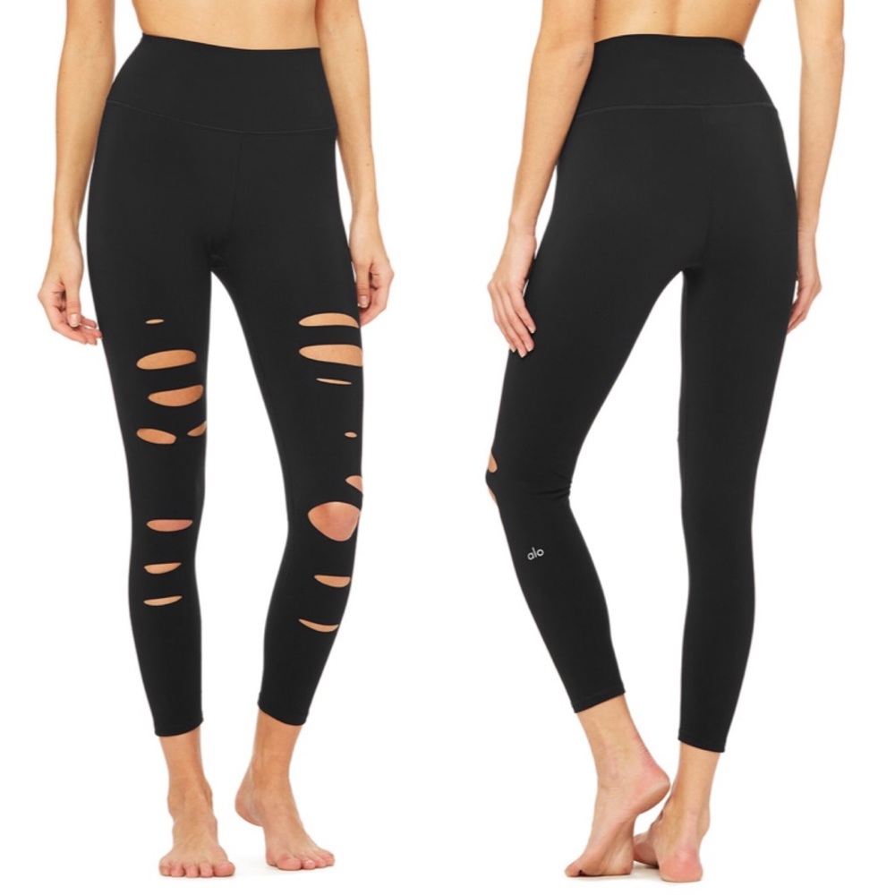 Alo Yoga 7/8 High-Waist Ripped Warrior Legging Sm